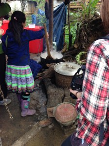 Stirring the rice wine 